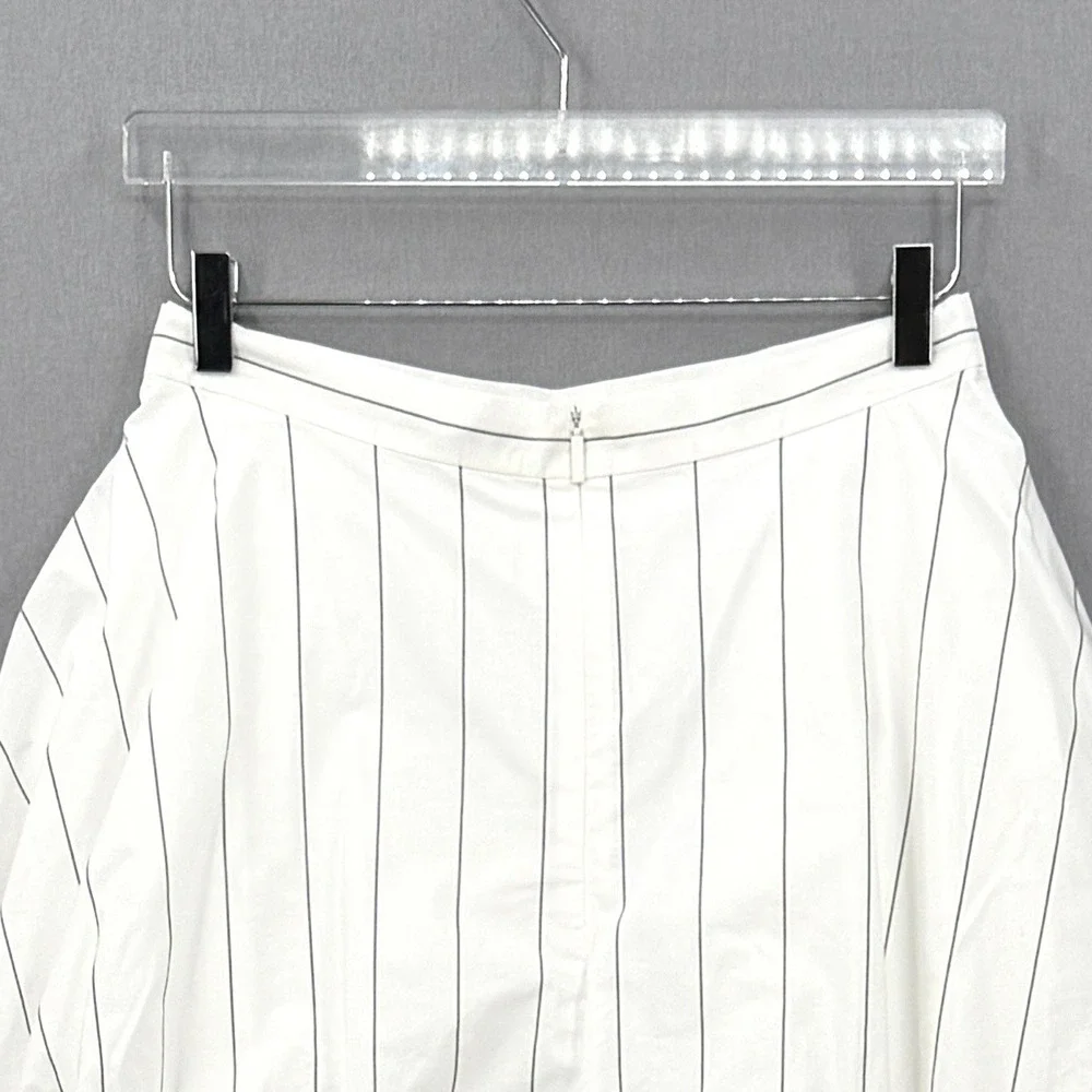TIBI Striped Tech Poplin Bubble Shorts Womens 6 White Black Quiet Luxury Minimal